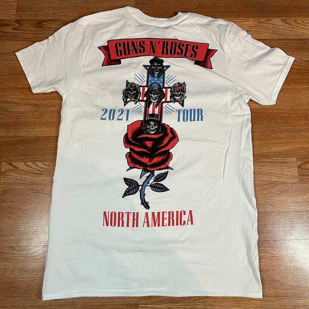Gun’s N Roses North America Tour 2021 White T Shirt Men’s Sz M New